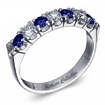 7 Stone Band with Diamonds & Blue Sapphires